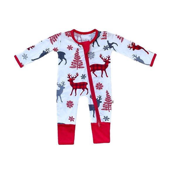 Royal Babies & Tots And Then Came The Reindeer Bamboo Zippered Footless Onesie